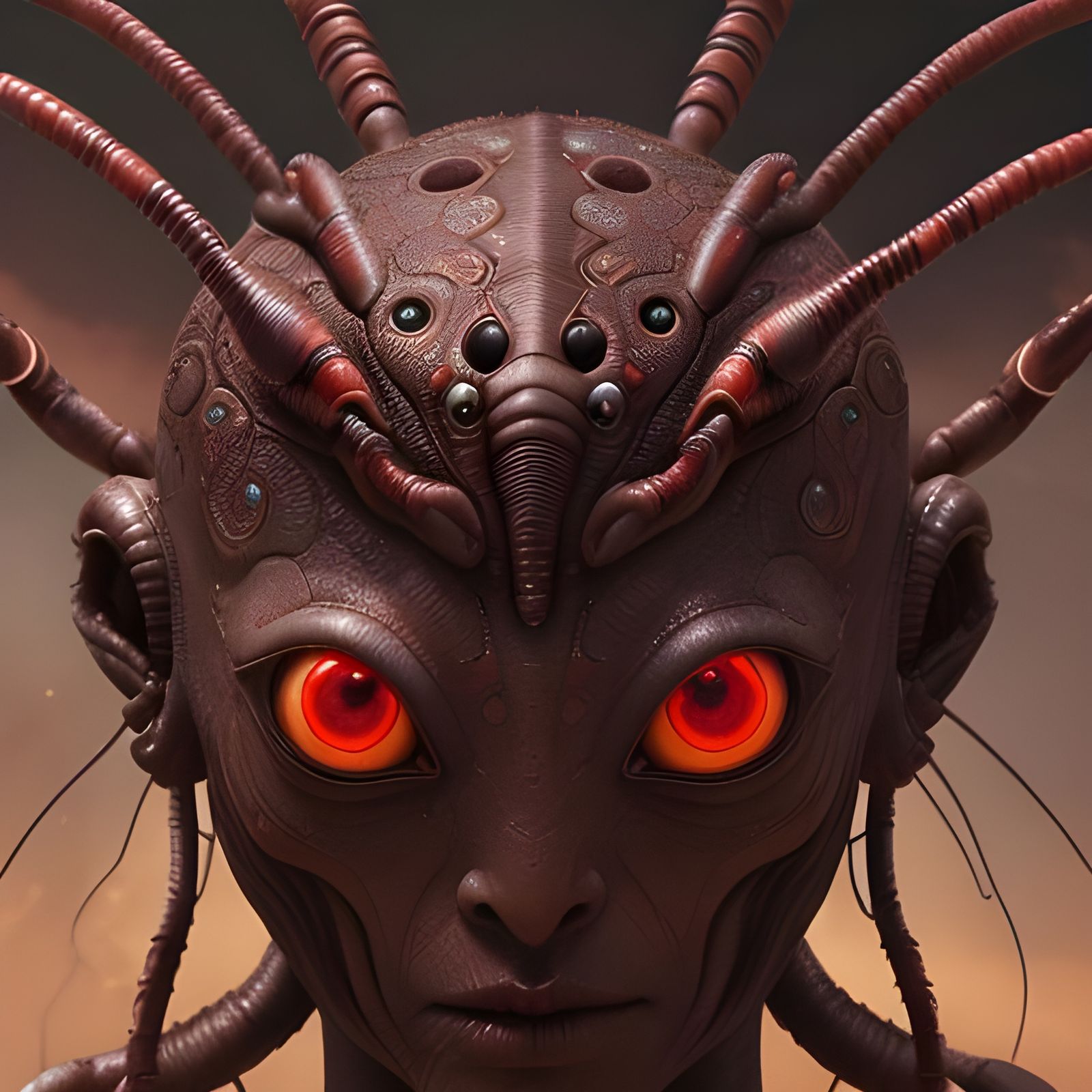 Insectoid Alien Head in Digital Matte Painting