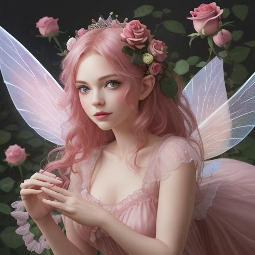 Ethereal Rose Fairy Art