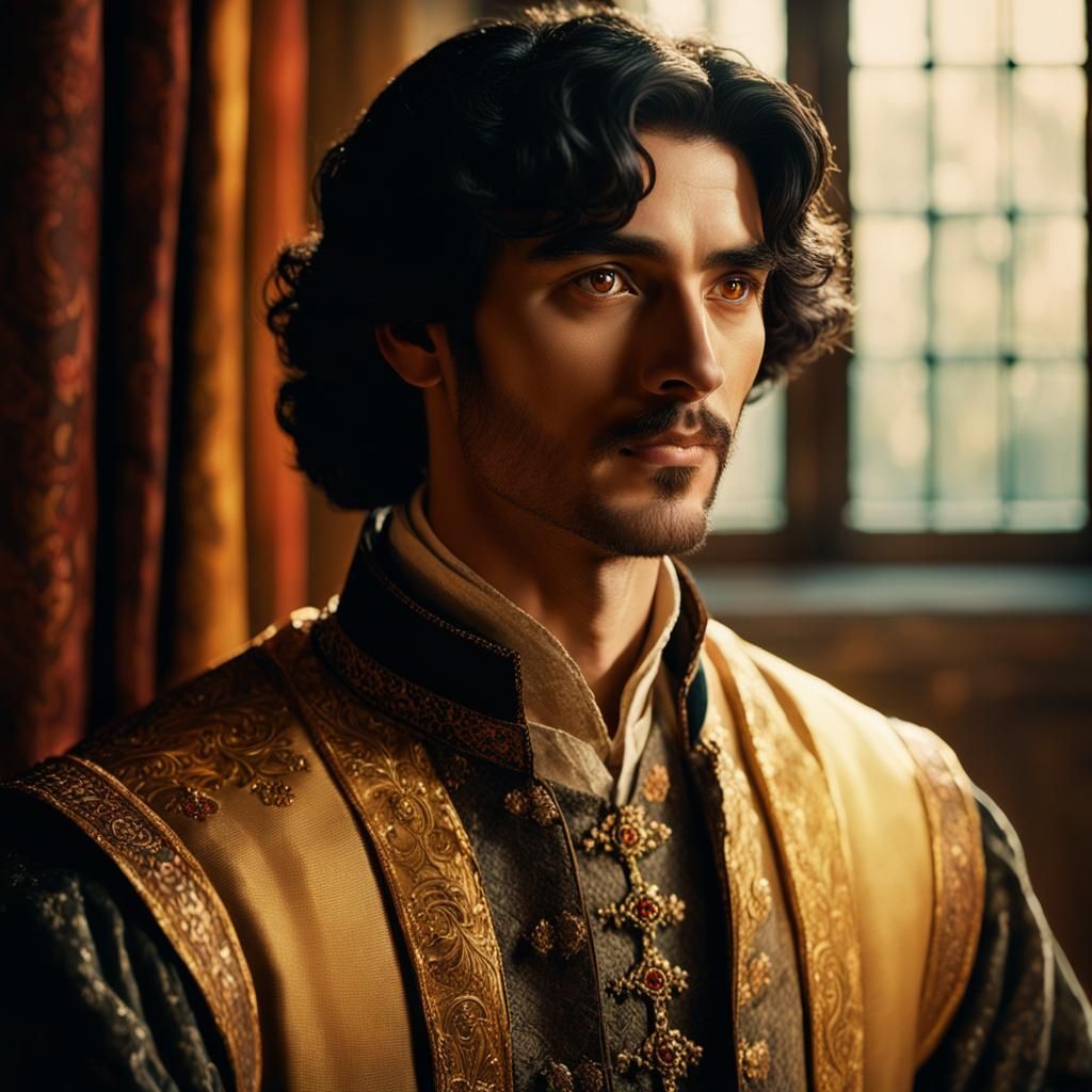 Cheerful Medieval Nobleman in Pre-Raphaelite Style