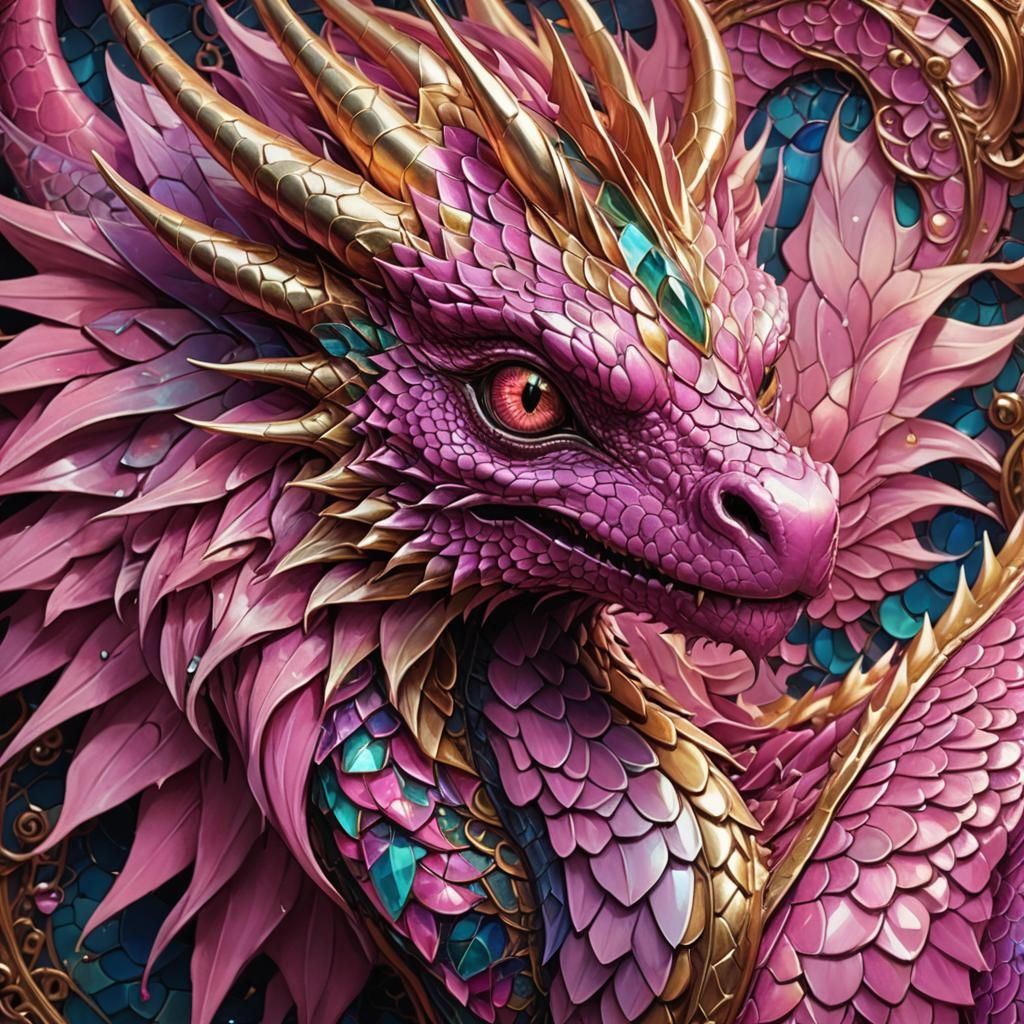 Pink Dragon Concept Art with Iridescent Scales
