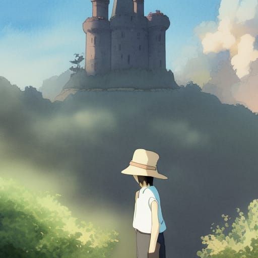 Top Hat on Castle Spire: Storybook Watercolor