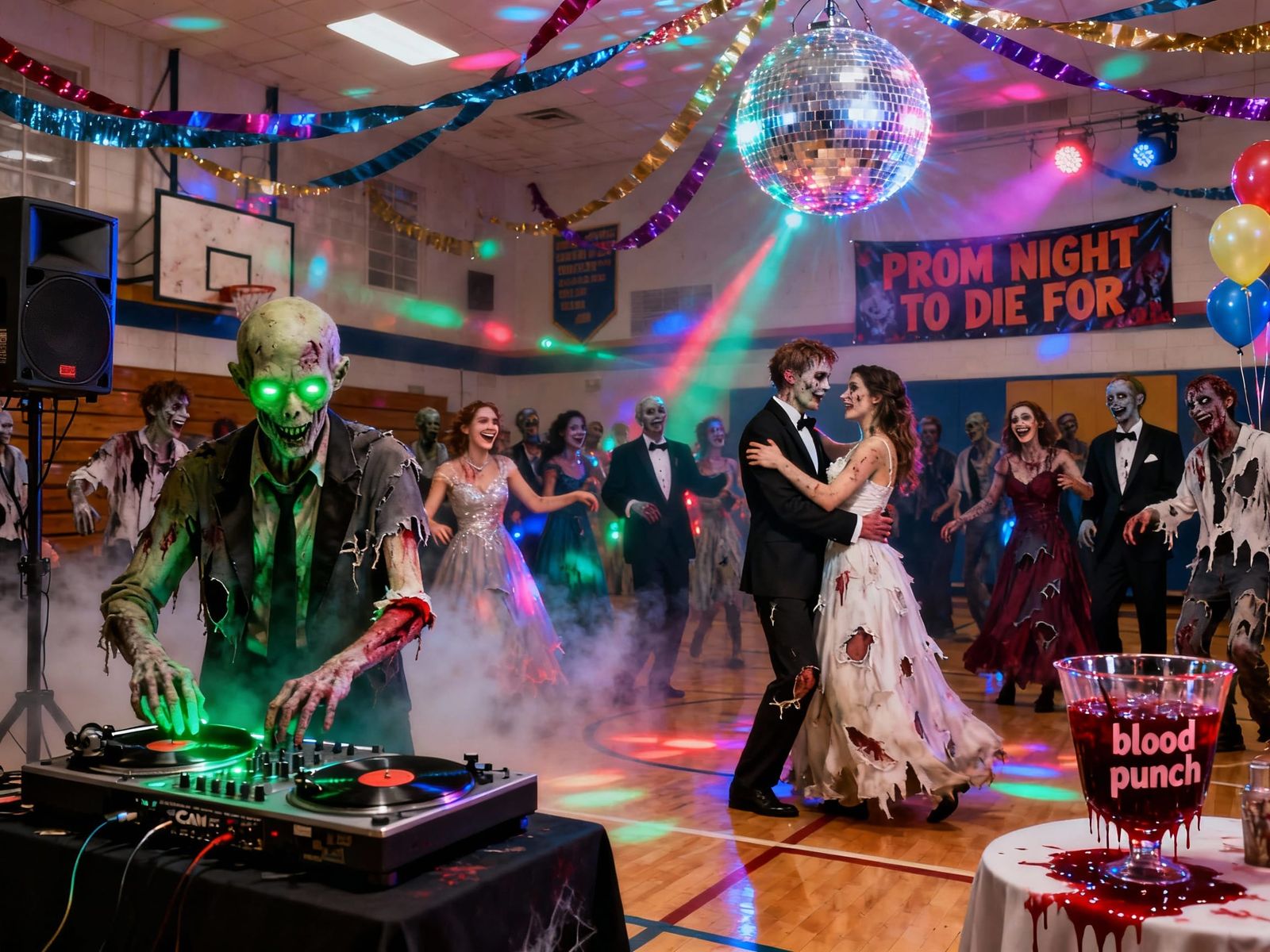Zombie Prom Night Chaos in High School Gym