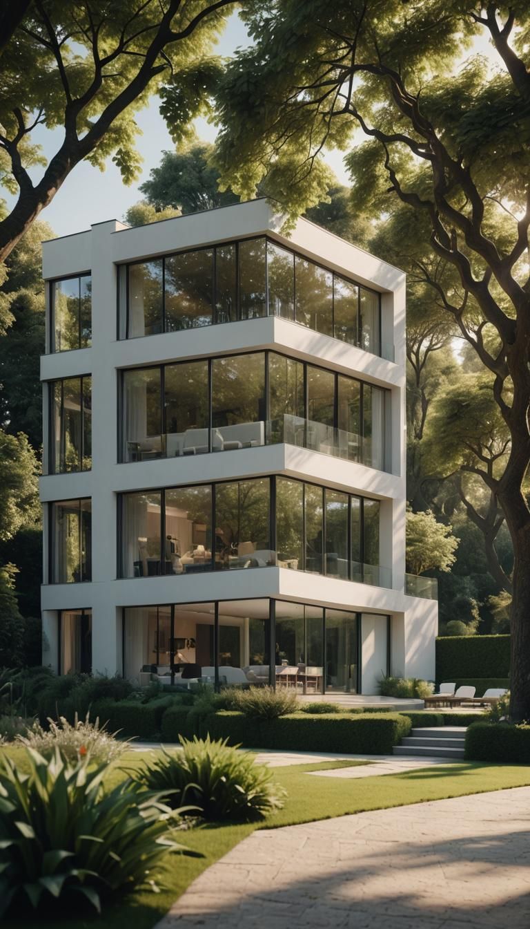 Luxurious Minimalist House in Morning Light