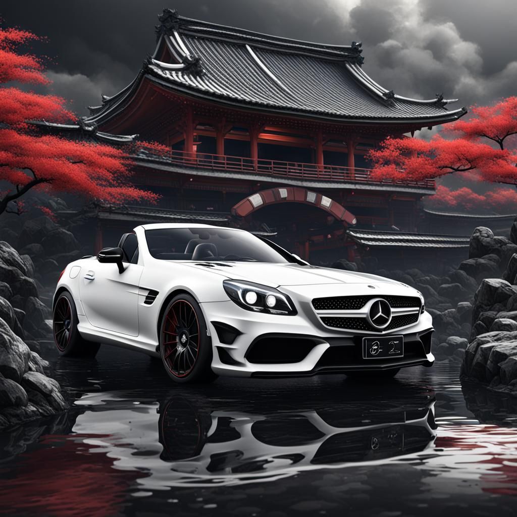Mercedes SLK in Japan: Black and White Matte Painting