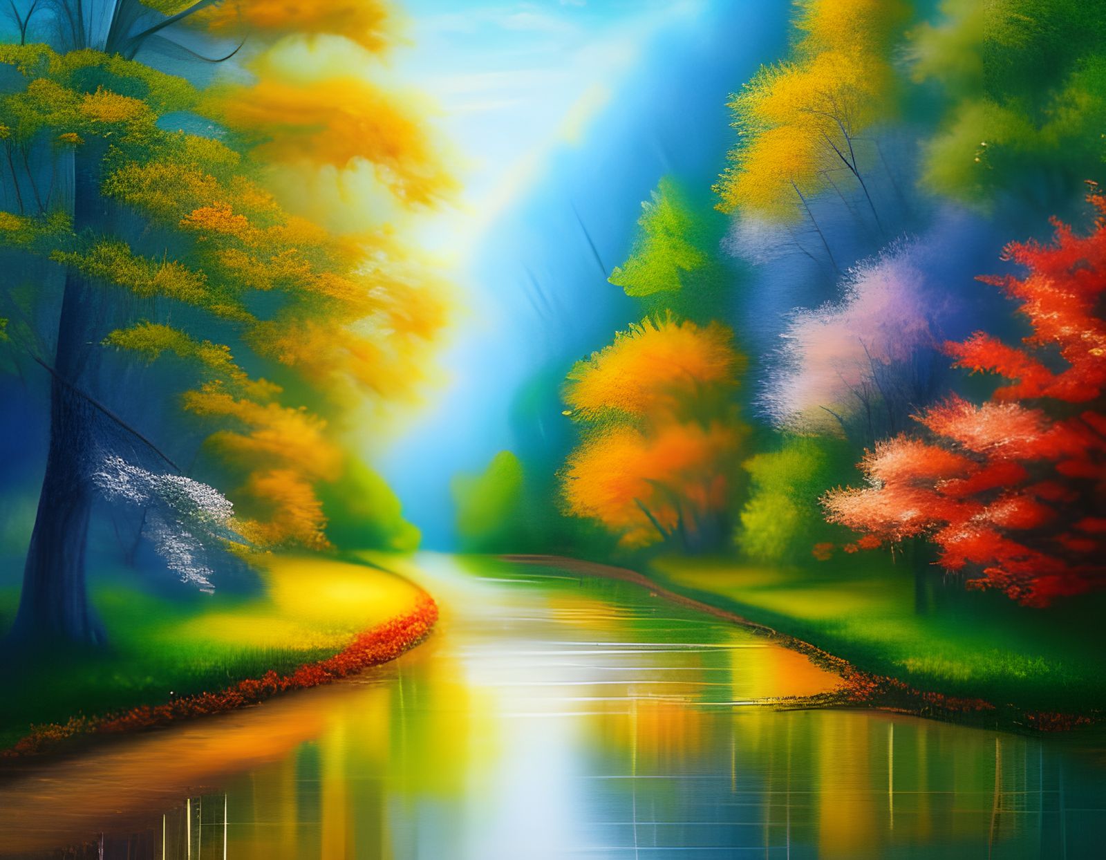 Create a serene, nature-inspired scene for people over the age of 35. Use a soft and warm color palette with pastel shad...