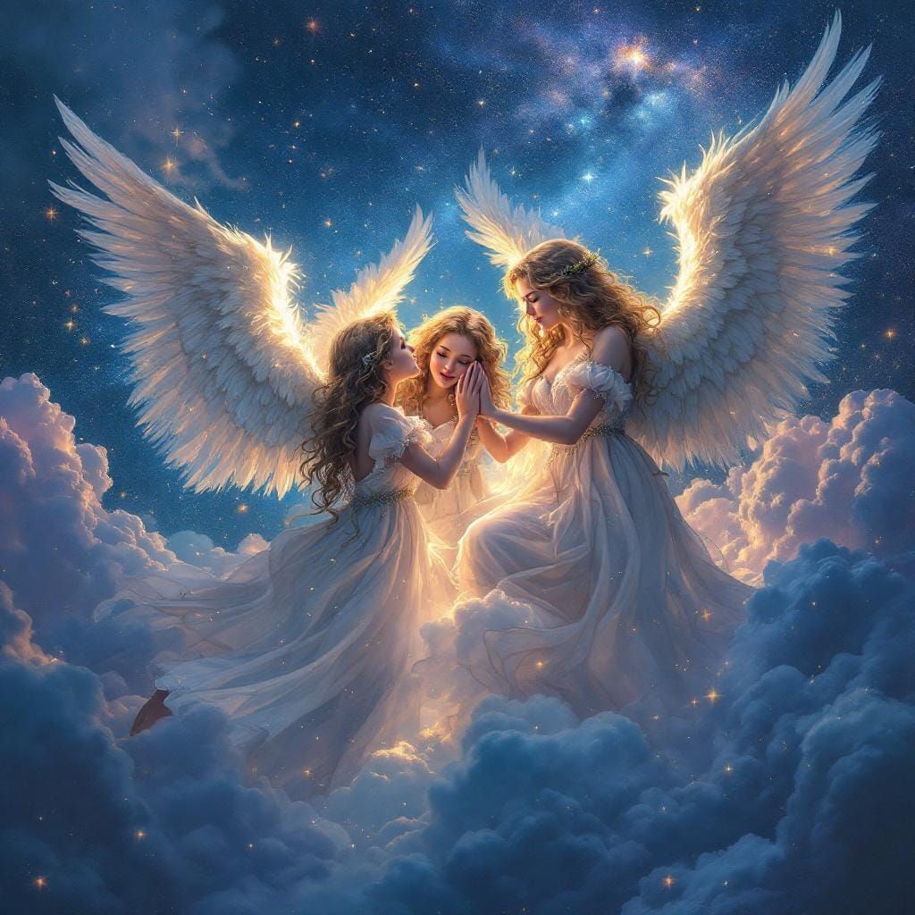 Ethereal Fantasy Angels with Glowing Wings
