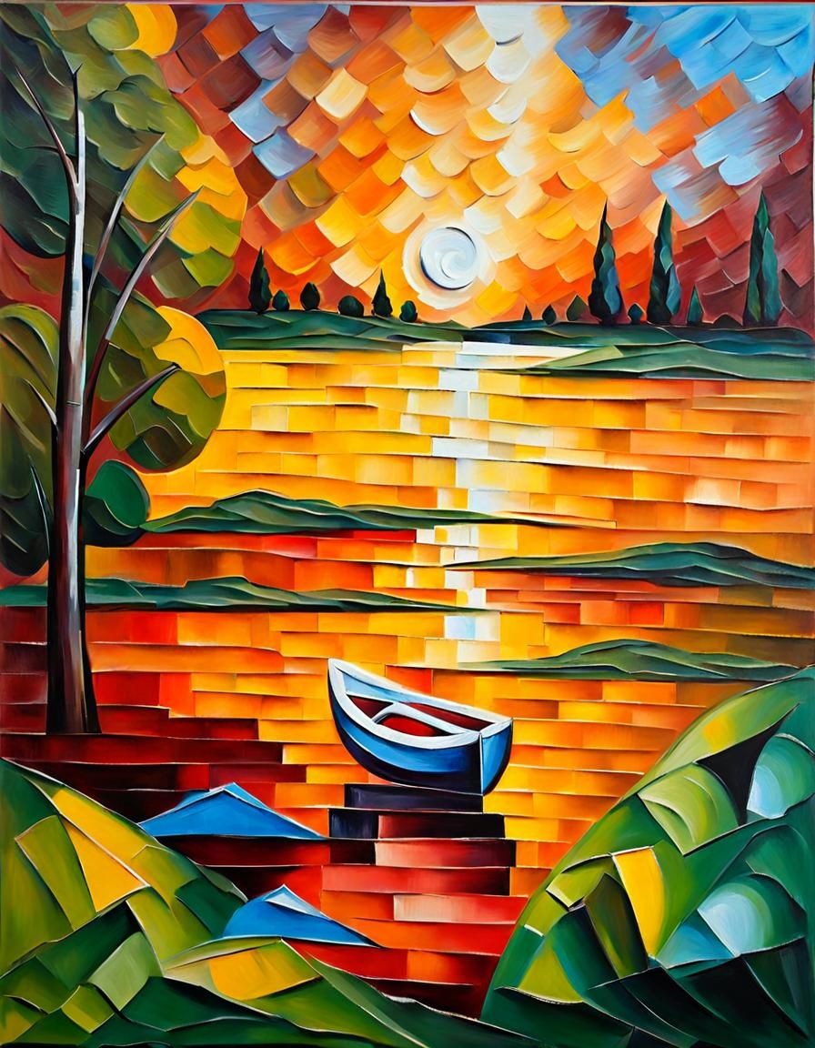 Oil Painting of beautiful scene Impasto gouache Painting, Ge...