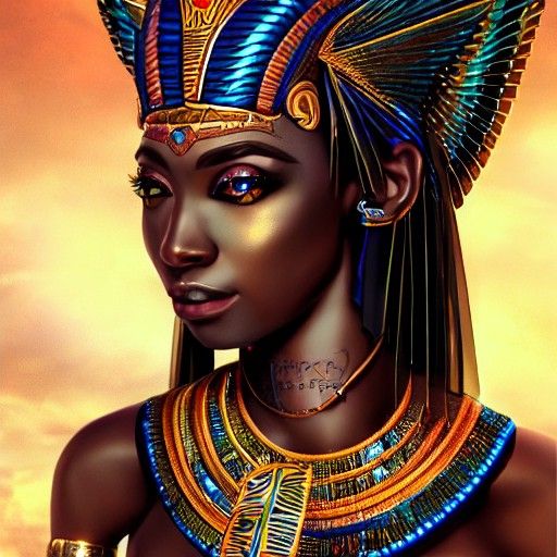 Ethereal Egyptian Goddess Nuit in Hyperdetailed Portrait