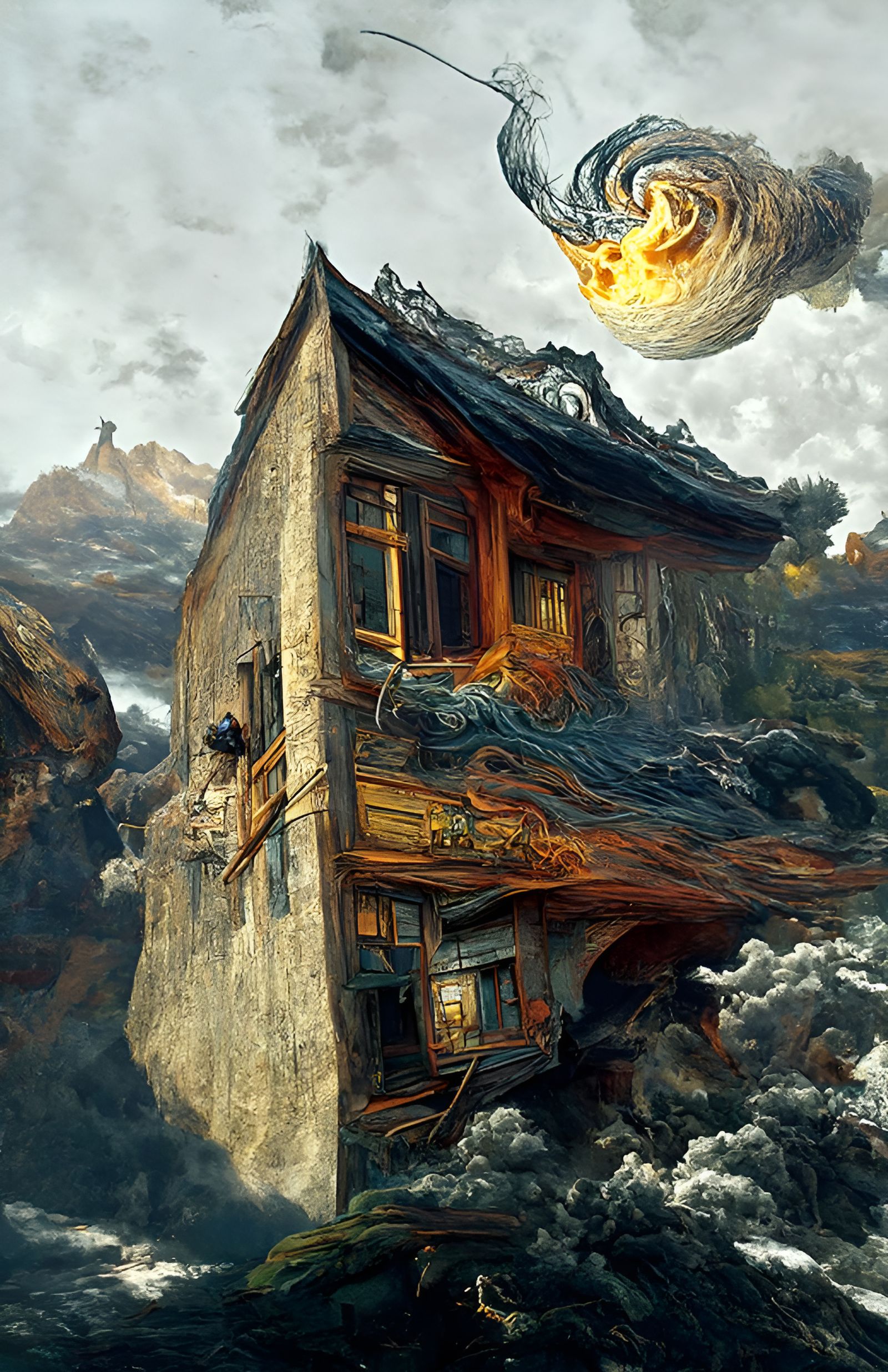 Impending Doom in Kinetic Pointillism Style