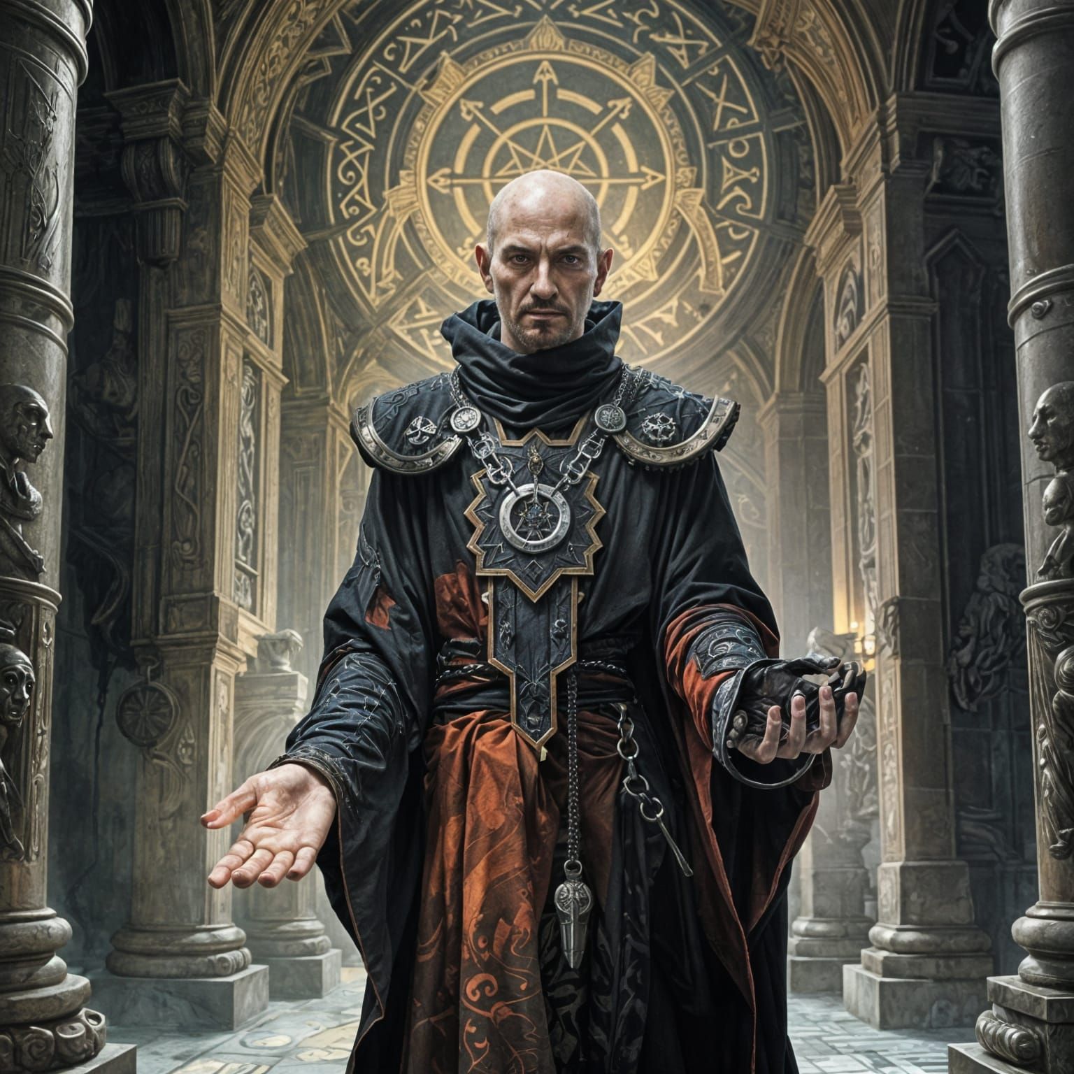 Dark Priest of Arcane Magic in Gothic Illustration
