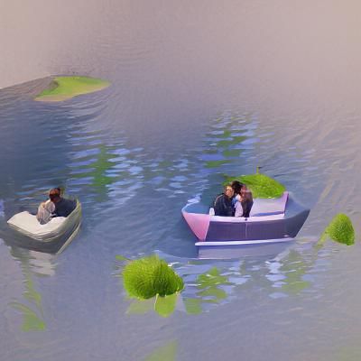 Romantic Couple on Lake in Boat
