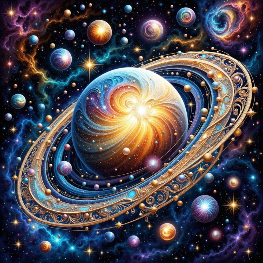 Cosmic Silver Planet in Swirling Galaxy