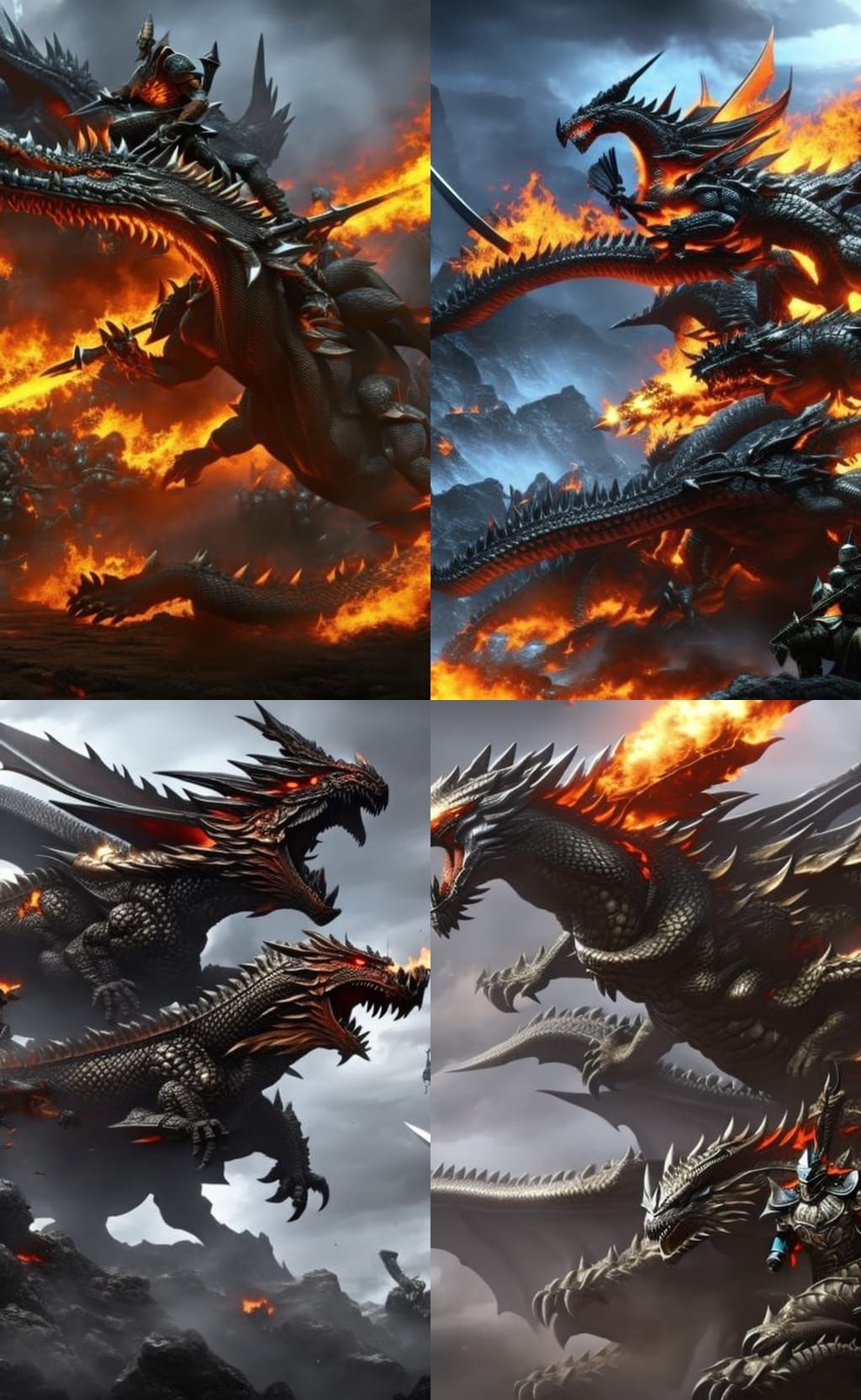 Knight on Dragon in Epic Battle