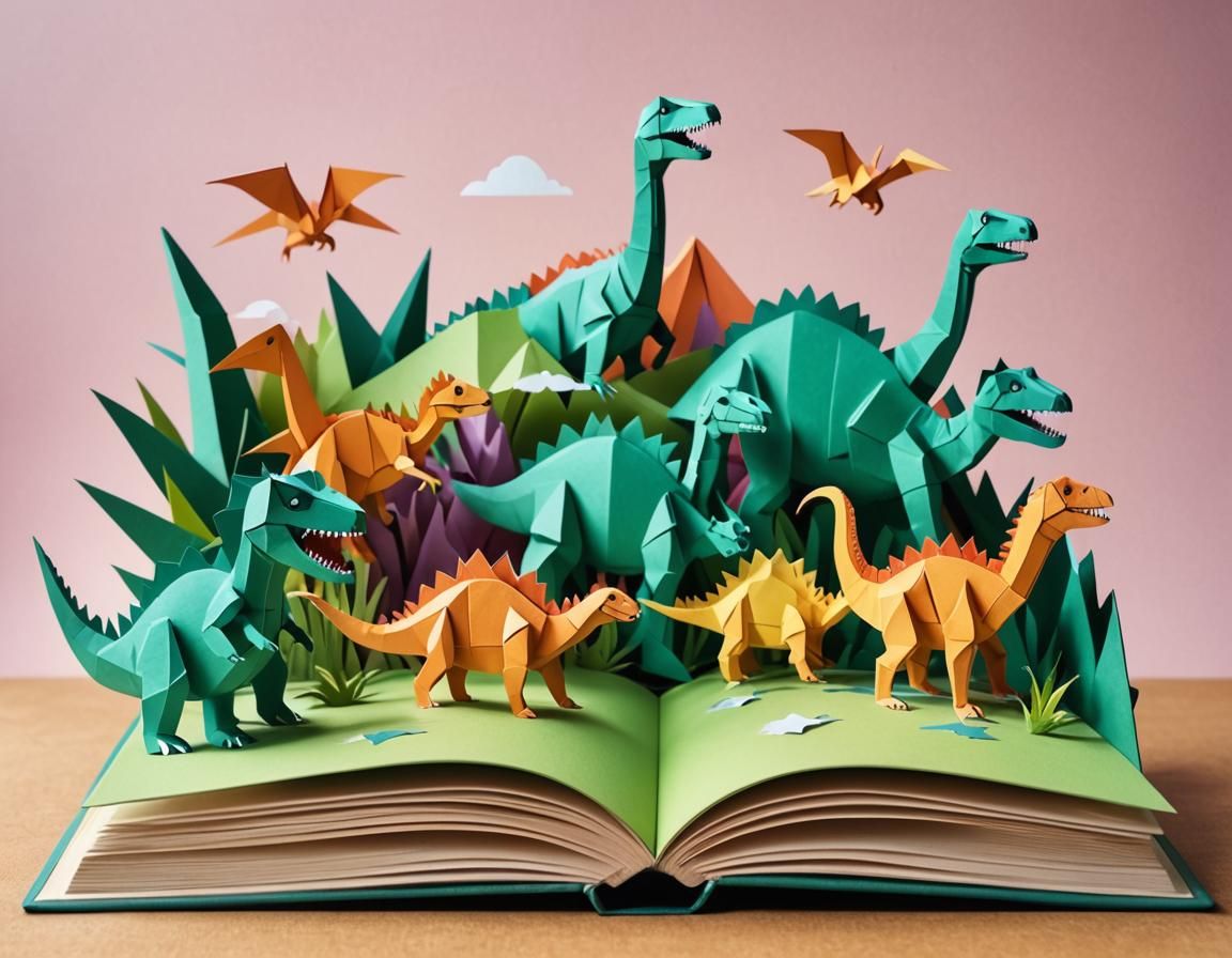 Dinosaurs Pop-Up Book in Origami Style