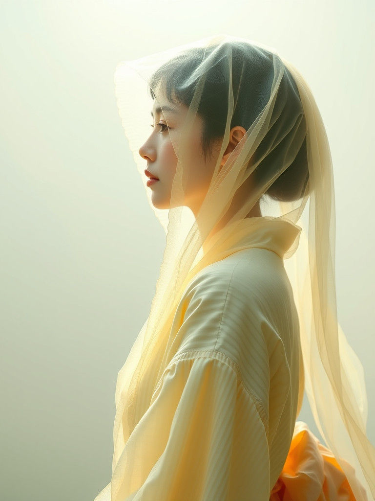 Ethereal Woman in Creamy Yellow Hues