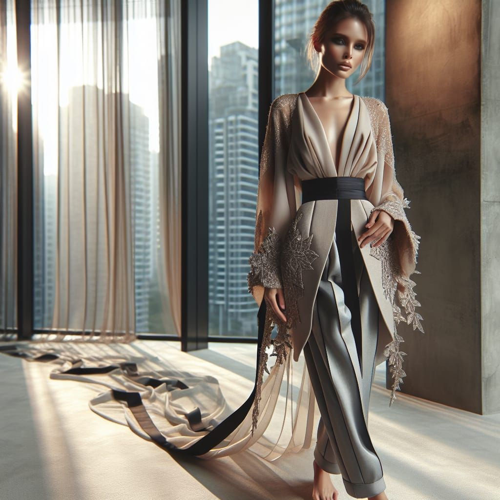 Full body image of A beautiful ethereal exotic woman wearing...