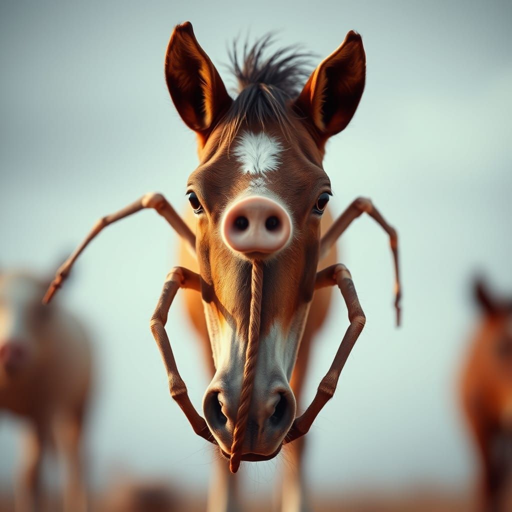Hybrid Horse Spider Pig Composite Photograph