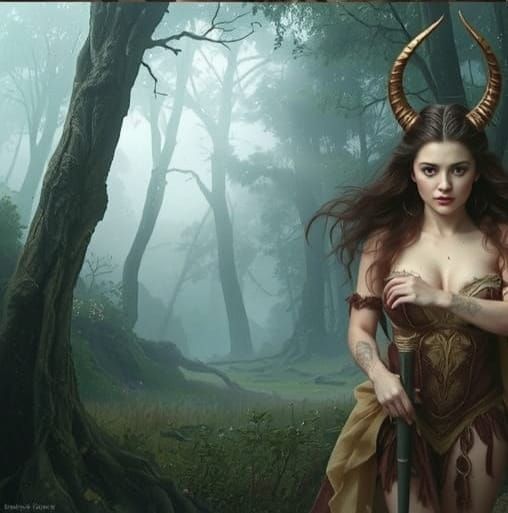 Epic Digital Matte Painting of a Female Faun