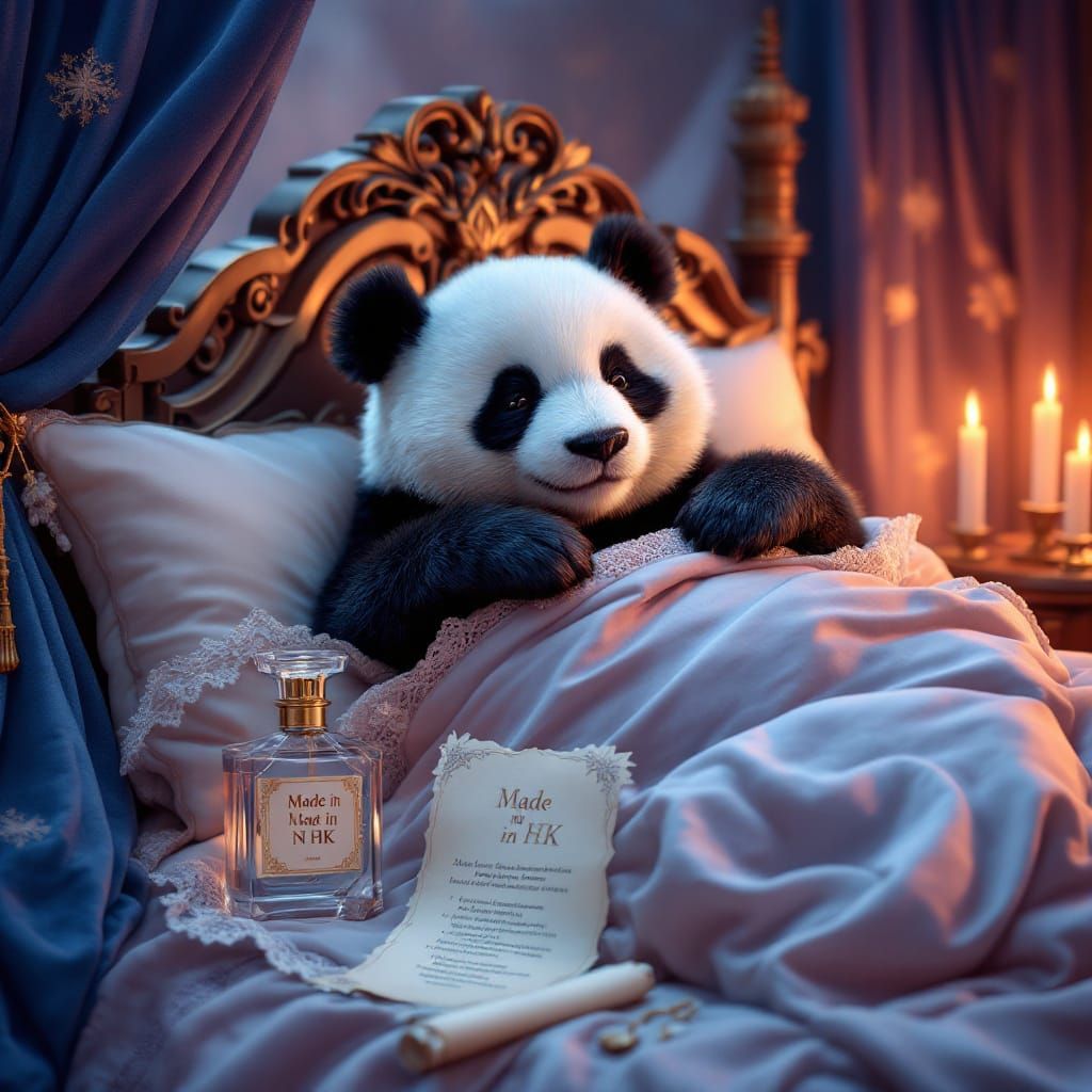 Panda Relaxation Scene in Fantasy Concept Art Style