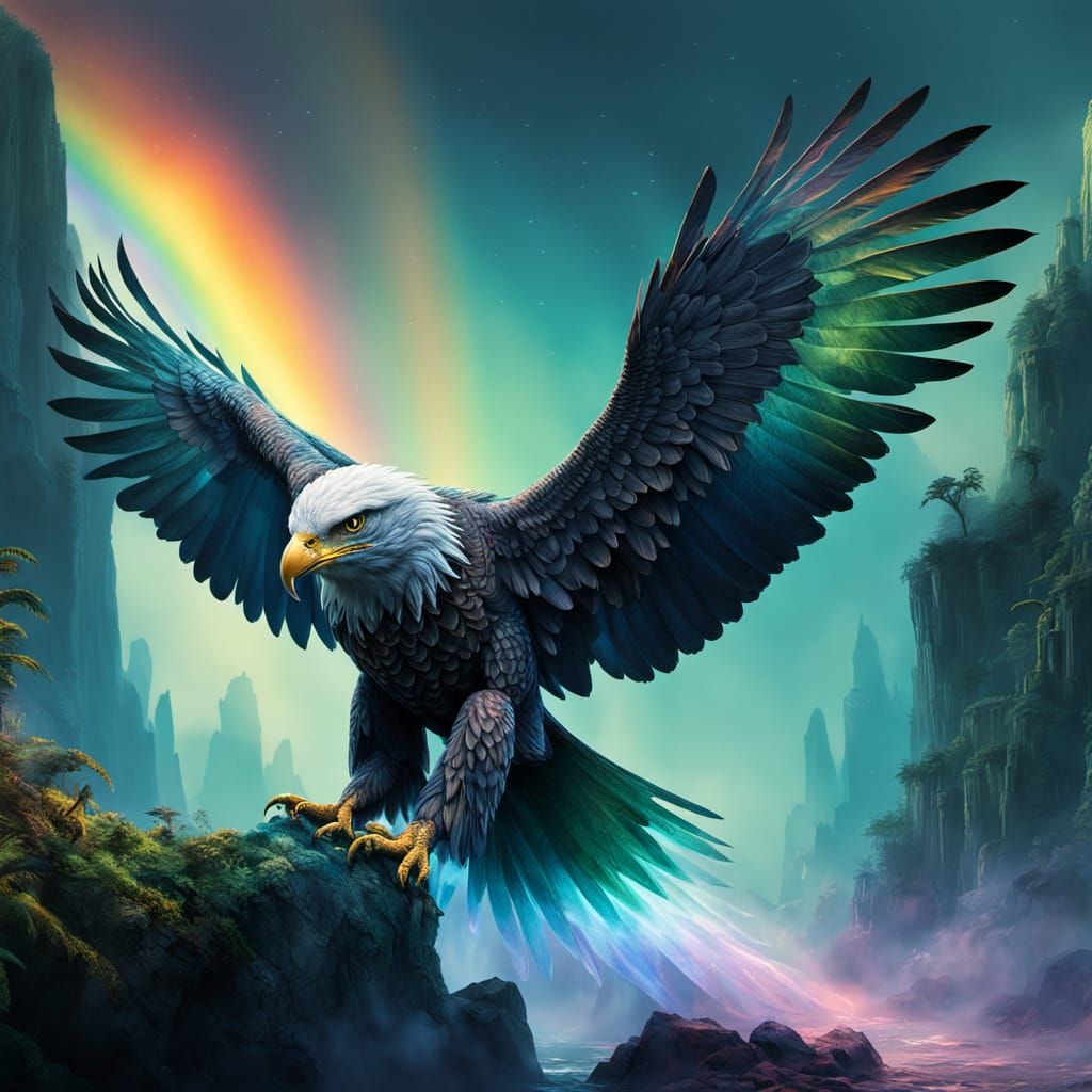 Mystical Water Eagle Soars Through Crystal Realm