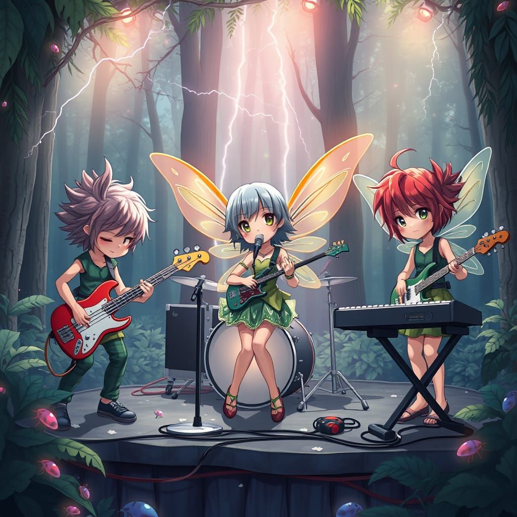 Vibrant Fairy Punk Rockers Unite on a Dreamy Stage