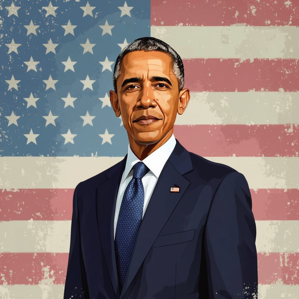 Obama Portrait in Digital Art Style