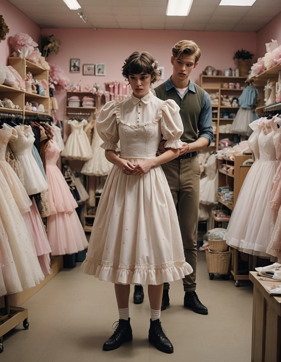 Sad Boy in Frilly Dress, Cinematic Film Still