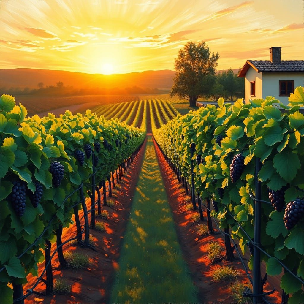 Vineyard at Sunset