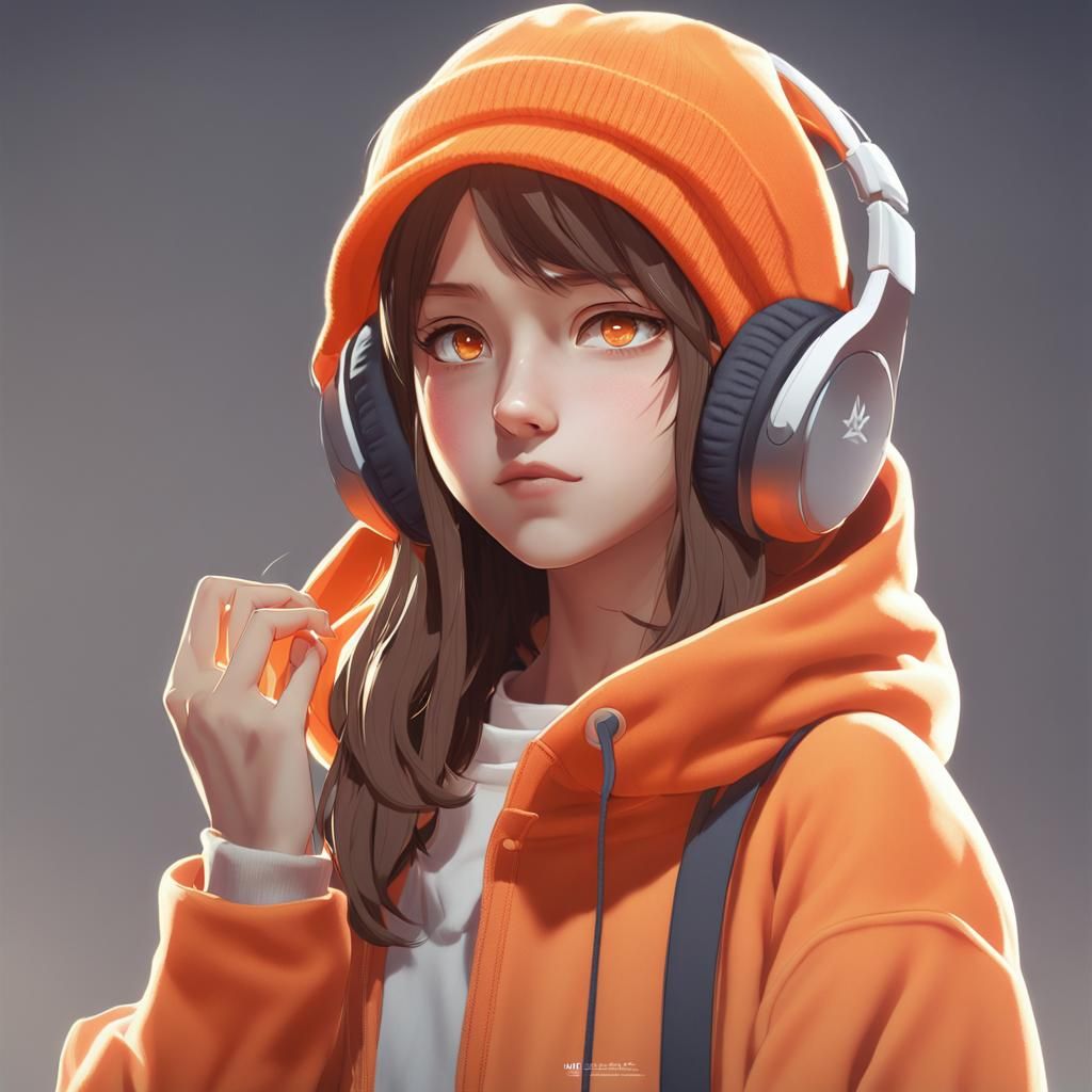 Anime Girl with Hoodie in 3D Anime Style