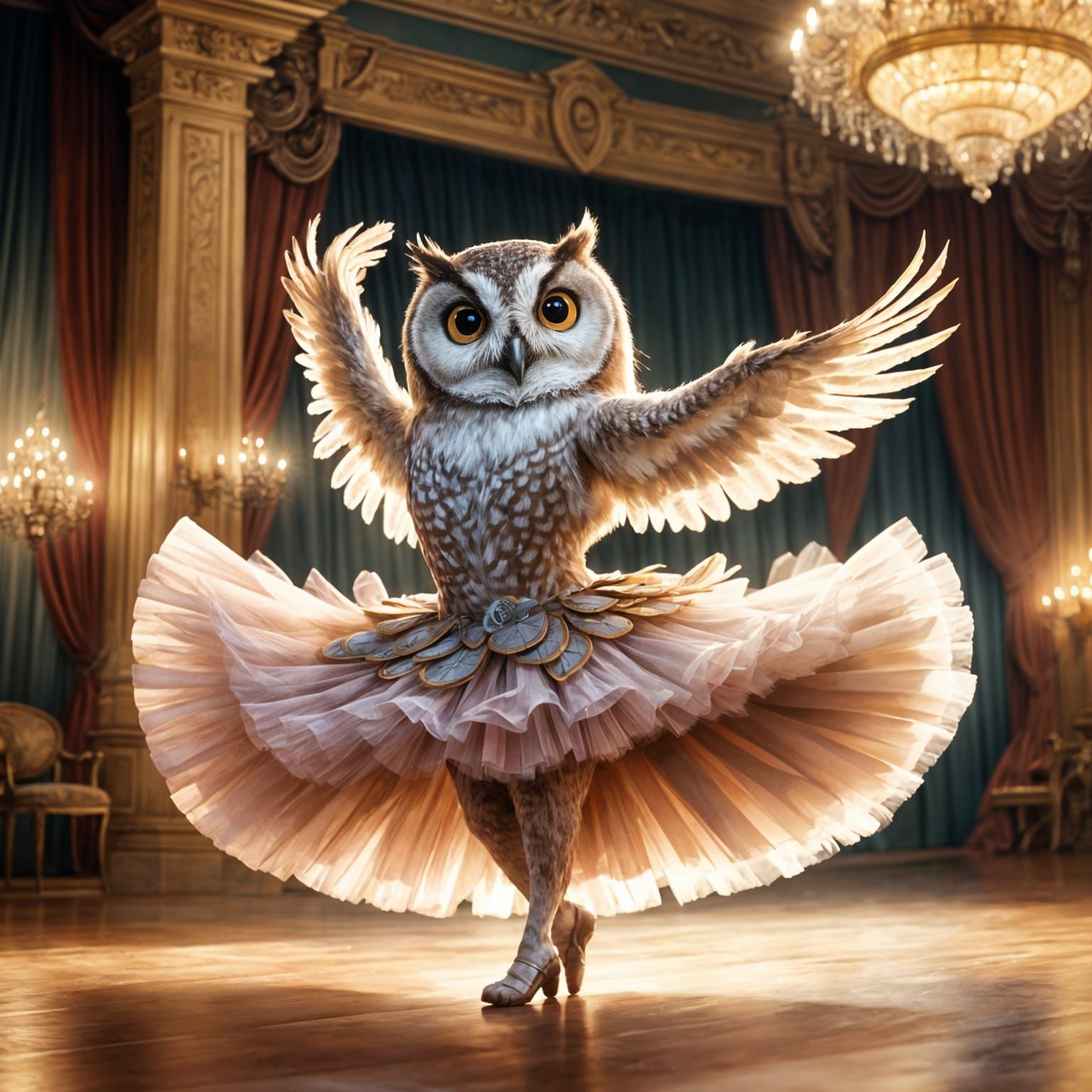 Ballet Owl Pirouettes Gracefully in Tutu