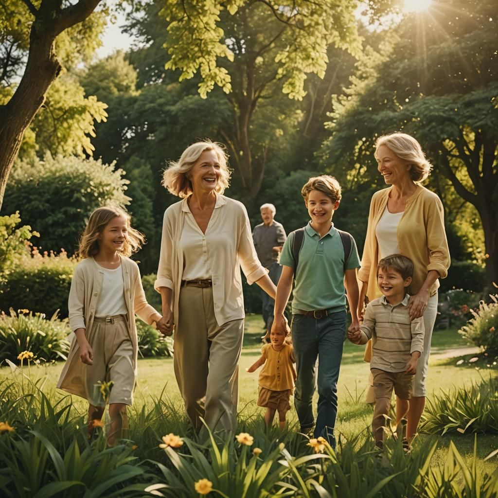 Happy Family Portrait in Golden Hour Light