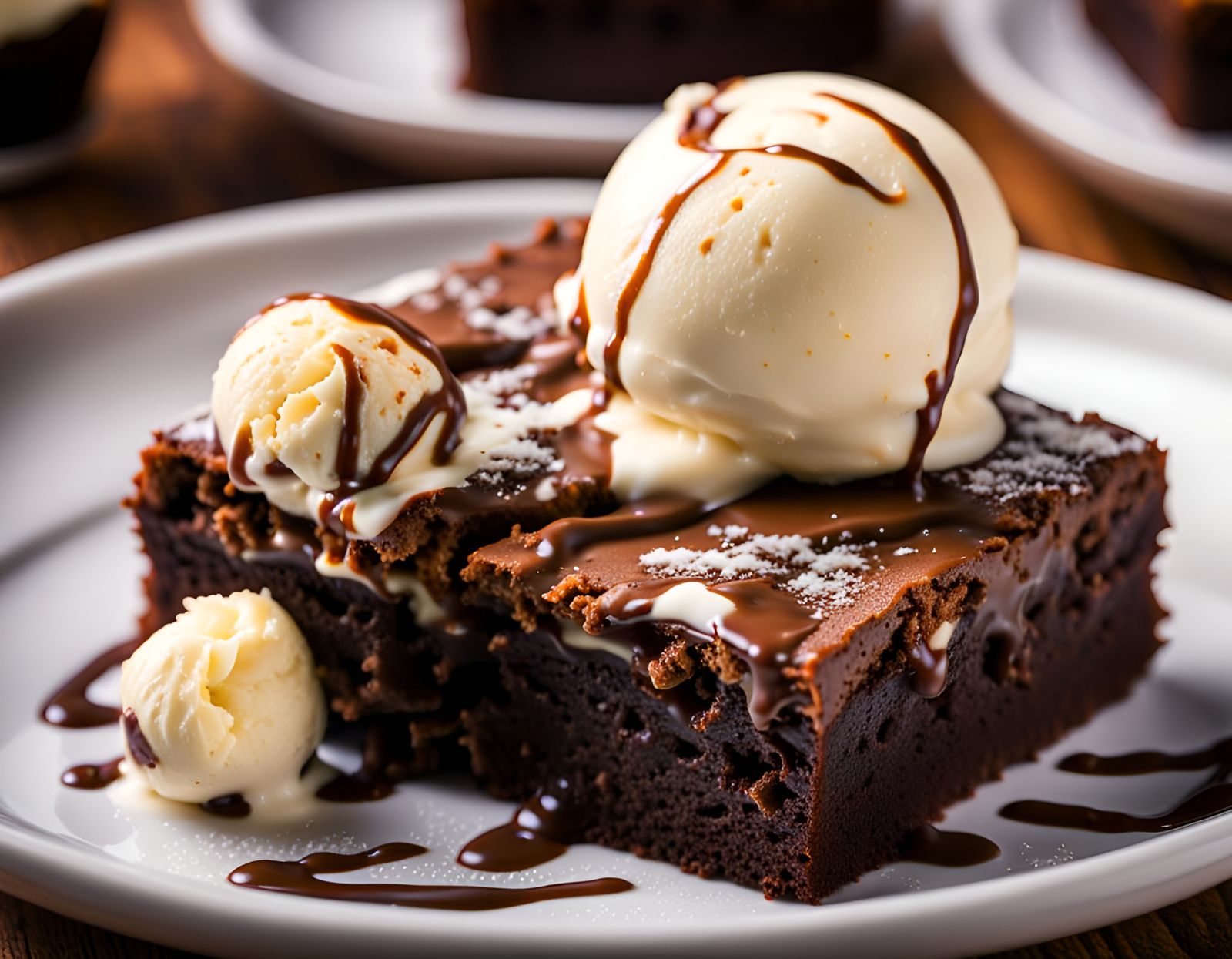 Brownies and Ice Cream Dessert Photo