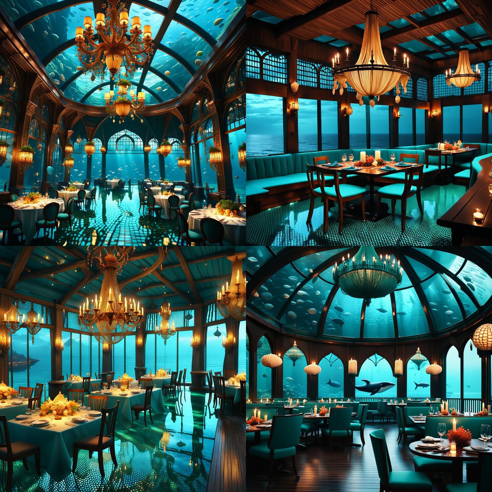 Underwater Restaurant: Epic Cinematic Digital Painting
