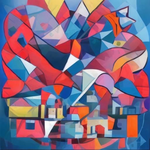 Geometric 3D Art Deco Cubist Painting