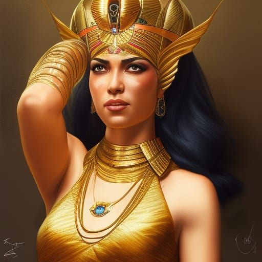Regal Egyptian Queen Portrait in Hyperdetailed Style