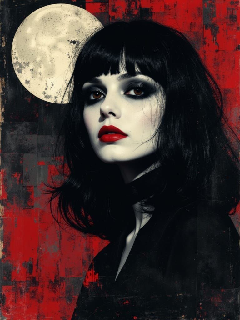 Surreal Gothcore Portrait of a Gothic Woman Under Moonlight