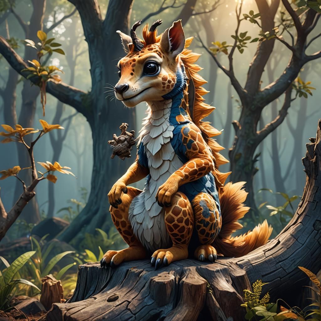 Giraffe Squirrel Monster in Fantasy Digital Art