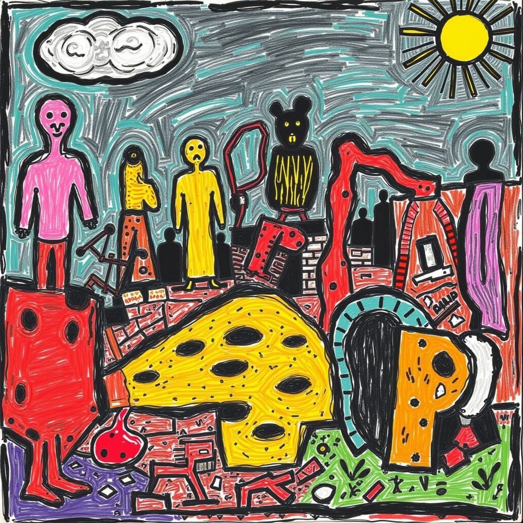 Abstract Digital Art with Vibrant Colors and Unique Textures