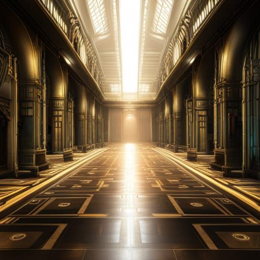 Fantastical Infinite Hallway in Detailed Matte Painting