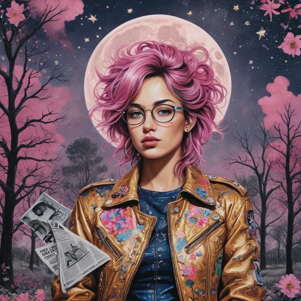 Epic Modern Abstract Portrait in Whimsical, Floral Fairytale...