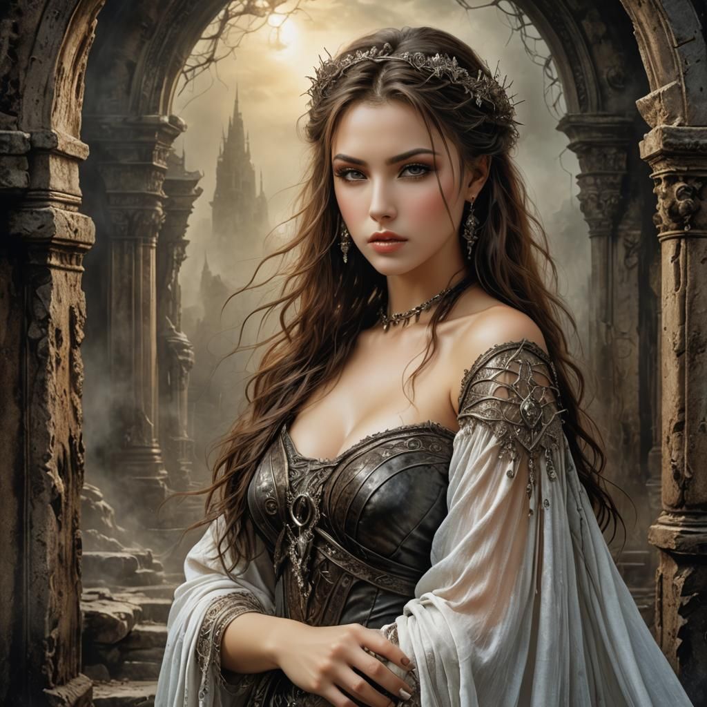 Beautiful Woman in Fantasy Art Style