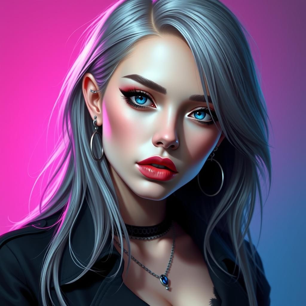 Alternative Woman Portrait in Digital Painting Style