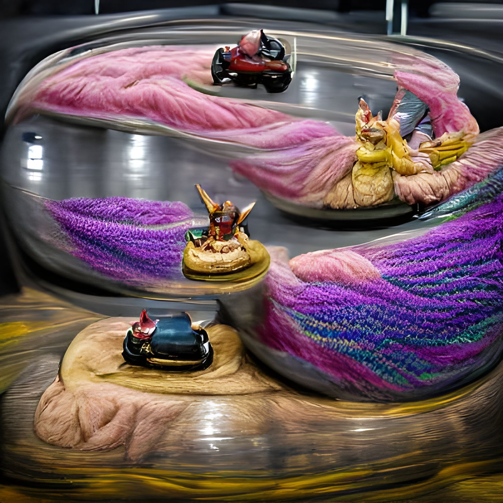 Fairies Drive Yarn Bumper Cars: Miniature Photography