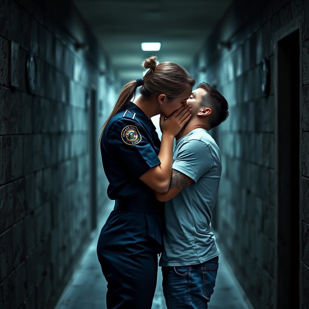 Forbidden Love Behind Bars: HDR Prison Kiss