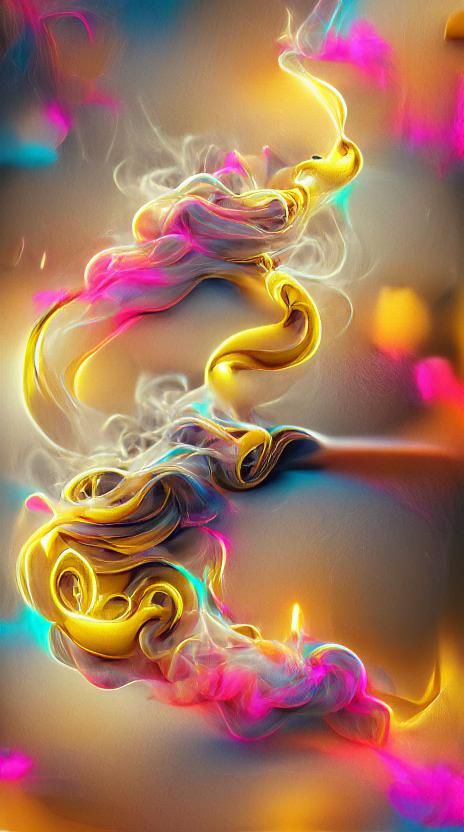 Golden Swirling Neon Smoke in 8K 3D