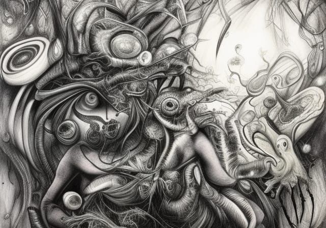 Otto Rapp Inspired Ink Drawing of Alternate Reality