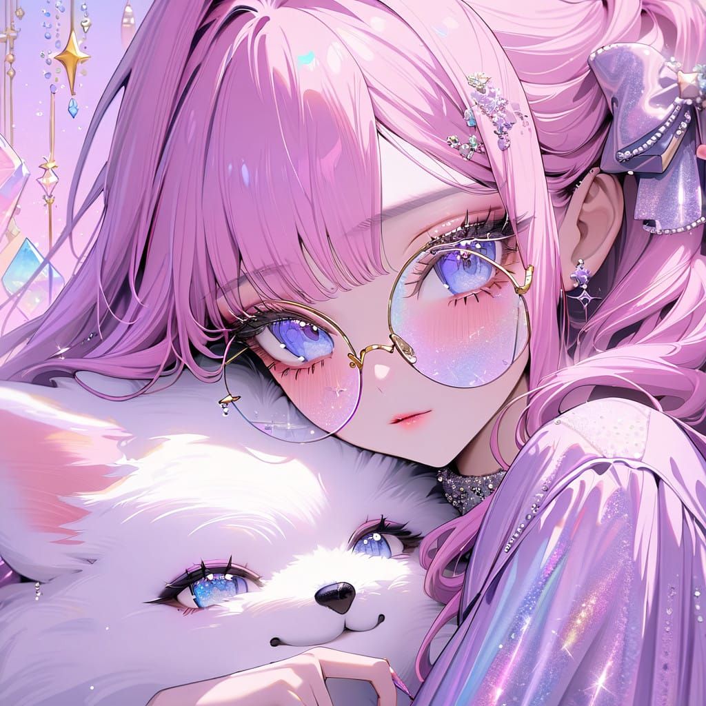 Elegant Anime Girl in Ethereal Pastel Kawaii Style