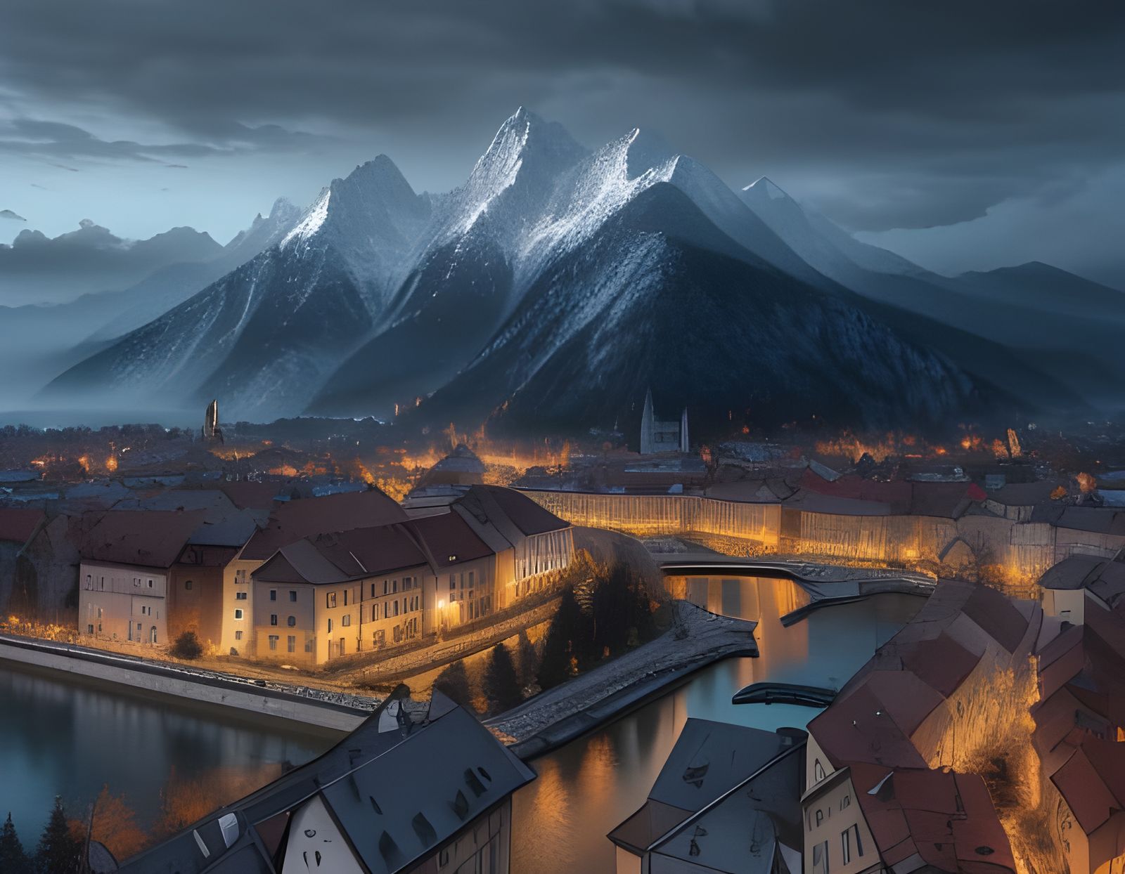 Slovenian Town in Majestic Mountain Landscape