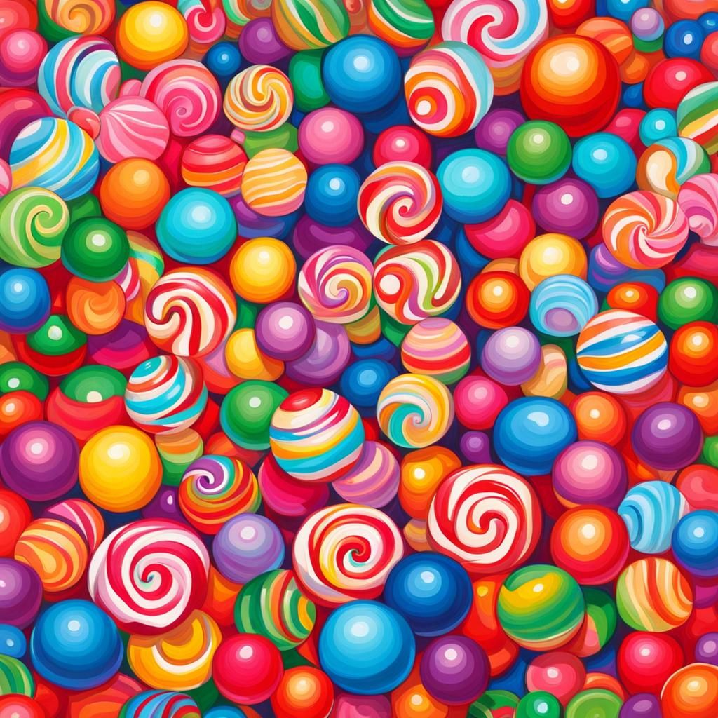 Vibrant Candyland Wonderland with Gouache Swirls