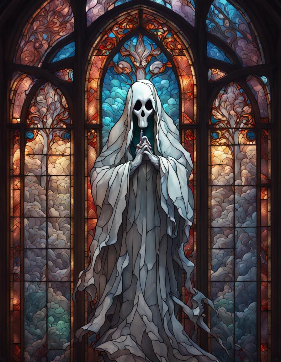 Stained Glass Ghost in Detailed Matte Painting